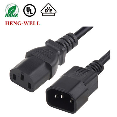Cordo di estensione elettrica nero, 10A 15A 125V 250V 18AWG Cordo di alimentazione del computer