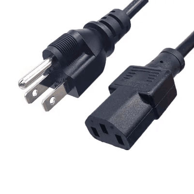 Cavo elettrico giapponese in PVC a 3 pin, IEC 320 C13 Cordo elettrico a corrente alternata 1.8m Nero personalizzato