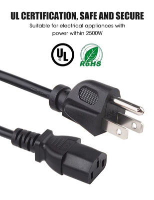 Corde di alimentazione UL American, 3 pin NEMA 5-15P Collegamento a IE320 C13 Corde di alimentazione US